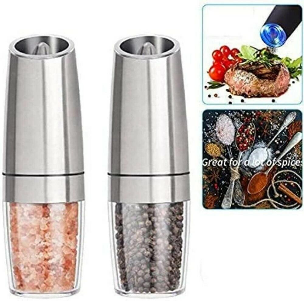 2個セット 電気ペッパーミル 料理用　電動誘導胡椒研削器 自動重力誘導 誘導研磨タンク 研磨缶 重力 自..