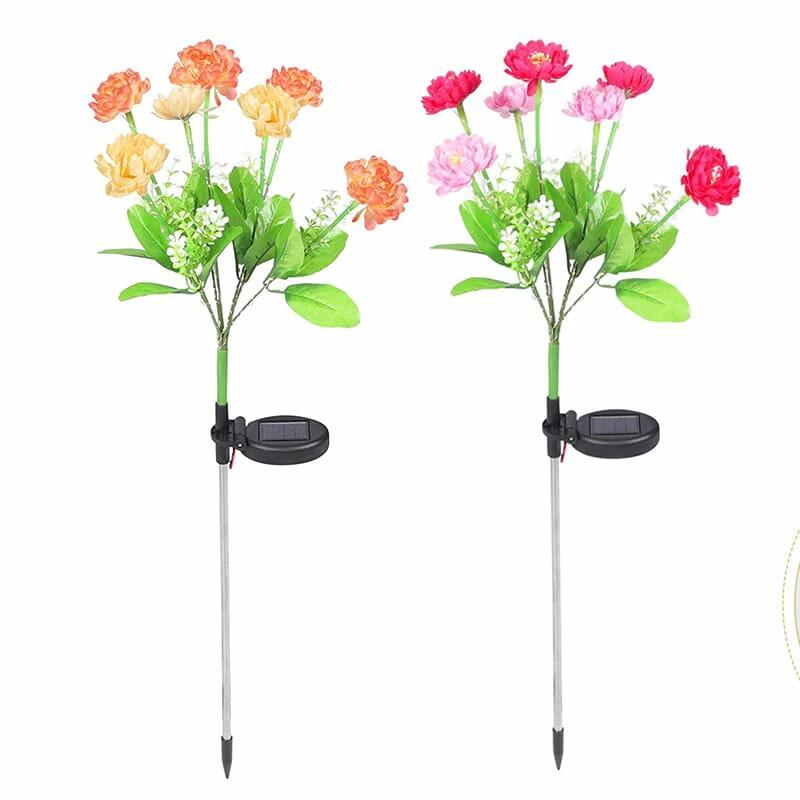 Rakuten - 2本セット ソーラーライト LED 雪蓮花 造花 埋め込みライト かわいい 屋外ガーデンデコレーションライト イルミネーションライト 環境にやさしい 省エネ 防水 防水 庭園 芝生 車道 歩道 パーティー クリスマス ハロウィン 結婚式