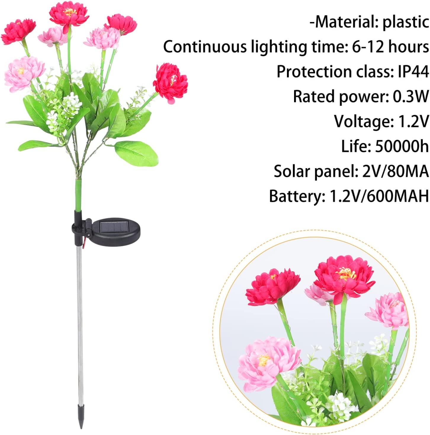 2本セット ソーラーライト LED 雪蓮花 造花 埋め込みライト かわいい 屋外ガーデンデコレーションライト イルミネーションライト 環境にやさしい 省エネ 防水 防水 庭園 芝生 車道 歩道 パーティー クリスマス ハロウィン 結婚式