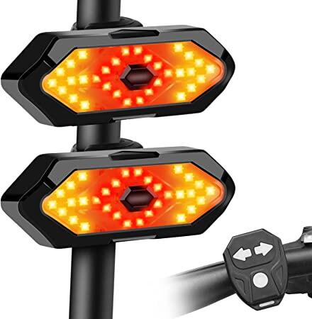 自転車テールライト 2個 自転車 ウインカーライト 自転車 方向指示器 5点灯モード ターンシグナル機能 サイクリングの安全警告ライト ターン信号 方向指示器 USB充電式 防水 高輝度 通勤 通学 サイクル用 警告灯 事故防止 夜間走行 父の日