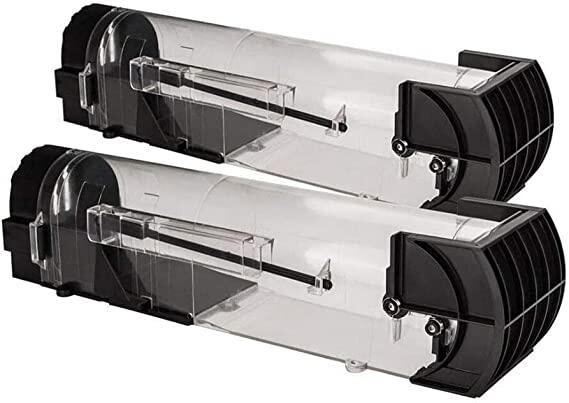 ネズミ捕り 2個セット 捕獲用かご ネズミ捕りワナ ねずみとり捕獲器 大きいネズミを捕る 踏み板式 無毒無害 人道的 細菌伝染防止 再利用可能 簡単設置(黒い透明） 父の日