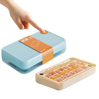 製氷皿 製氷器 製氷機 蓋付き 氷を1秒で取り出す 氷作る容器 四角氷イスキューブ 氷トレー ふた付き アイストレー 小分け 取りやすい 押して型を離す 大容量 家庭用 (グリーン)