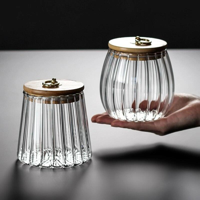 Rakuten - ガラス瓶 竹蓋付き キャニスター 気密 収納容器 金属ハンドル コーヒー ティース ガラス食品瓶 キャニスター 父の日
