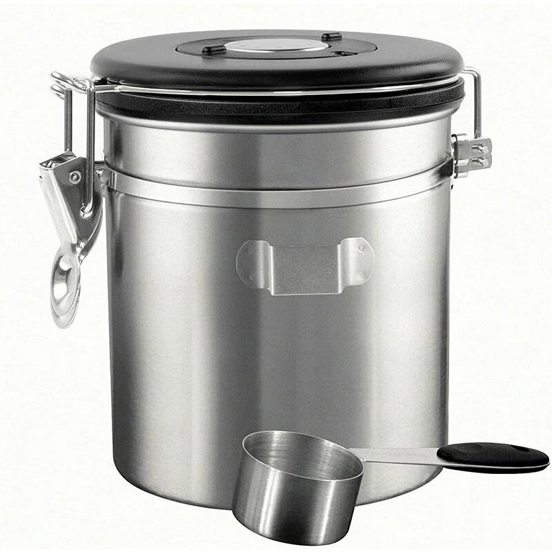 Rakuten - コーヒーキャニスター 1500ml スプーン付き 保存容器 ステンレス製 密封容器 茶筒 日付表示ダイヤル 防湿保存缶 コーヒー密閉容器 コーヒー豆 茶筒 香料 食材 鮮度保持 自動操作 日付表示 密封びん コーヒー豆 パスタ 穀物 珈琲 紅茶 海苔 ガラス キャニスター