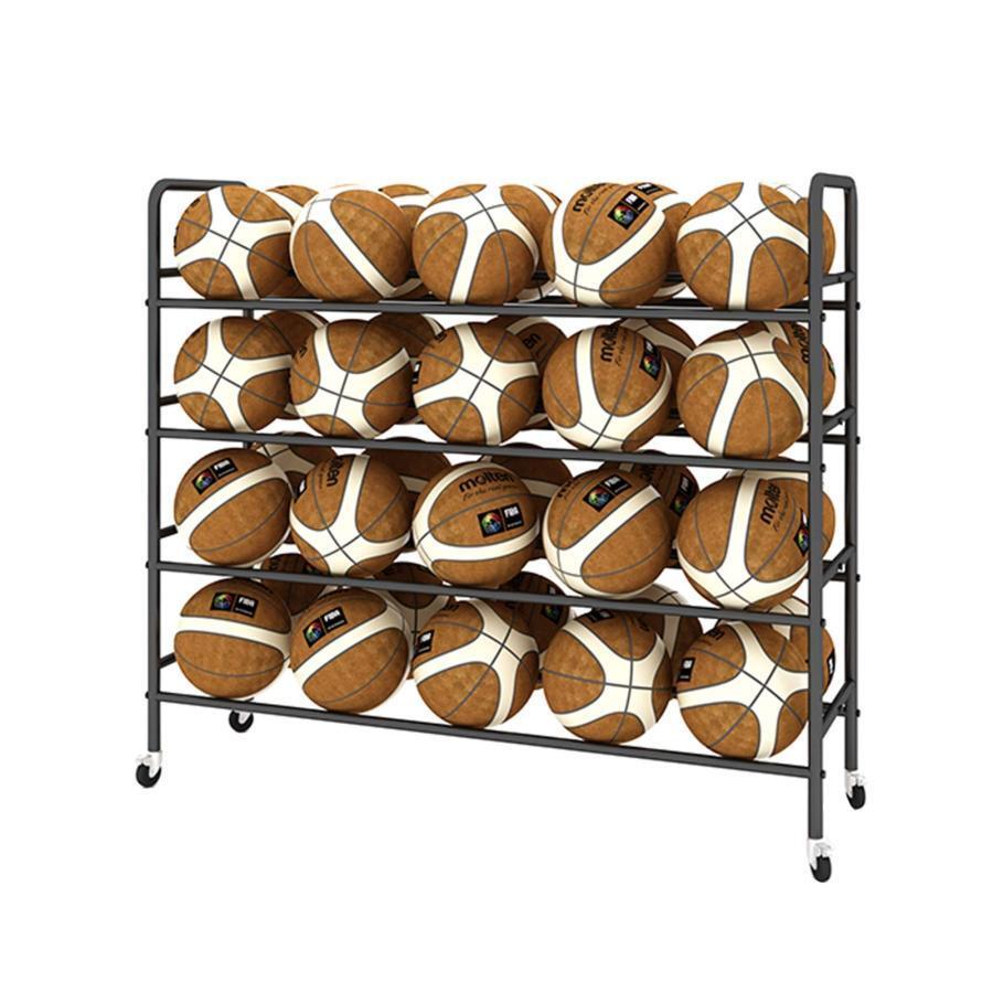 ボールスタンド 4層ヘビーデューティーバスケットボールラック、 スクールジムガレージボールカート スポーツボール収納ホルダー、 バレーボールフットボールの