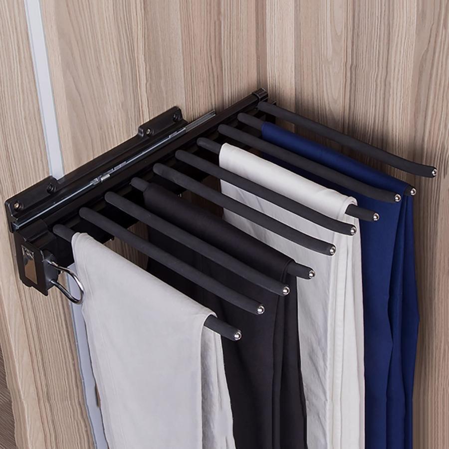 Rakuten - 引き出し式パンツハンガーレール 押入れ スライドズボンラック 伸縮式 ズボンハンガースラックスハンガー 衣類収納 多機能 スラックスハンガーラック クローゼッ