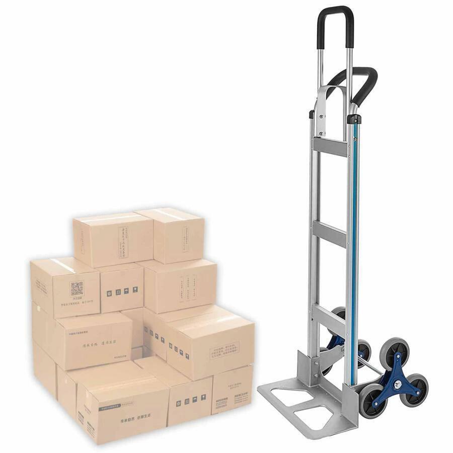 乐天商城 - キャリーカート ハンドトラック 階段 なアルミニウム製 キャリアカート 荷物カート 耐荷重250kg 2-in-1 階段クライマーカート 6 ゴムホイール付き 物運搬 業務用