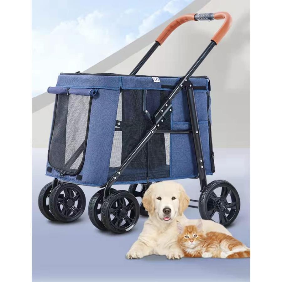 雅和屋のペットカート 犬用 キャリーカート犬用ベビーカー ペットバギー 折りたたみ式 犬 カート大型犬 多頭中小型犬?猫折りたたみ ペットベビーカー犬のキャリーカート｜アングル2