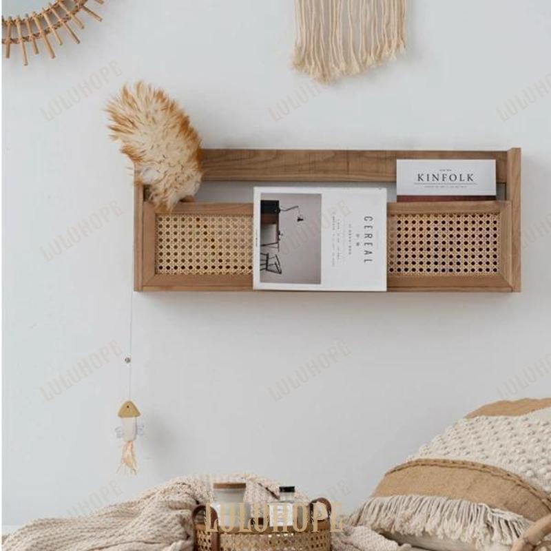 リモコンラック 木製 リモコン収納 フラワーミラー サークル 壁掛け 壁に付けられる家具 ラタン 鏡 ダ..