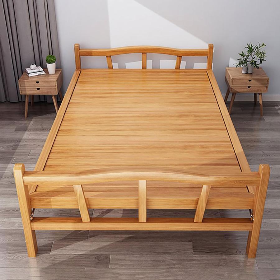 折りたたみベッド ベッドフレーム 天然竹製 ベッド シングルベッド 組立不要 竹庭 収納便利 簡易ベッド すのこベッド 通気性高い 耐久性 二つ折り 抗菌性高い お