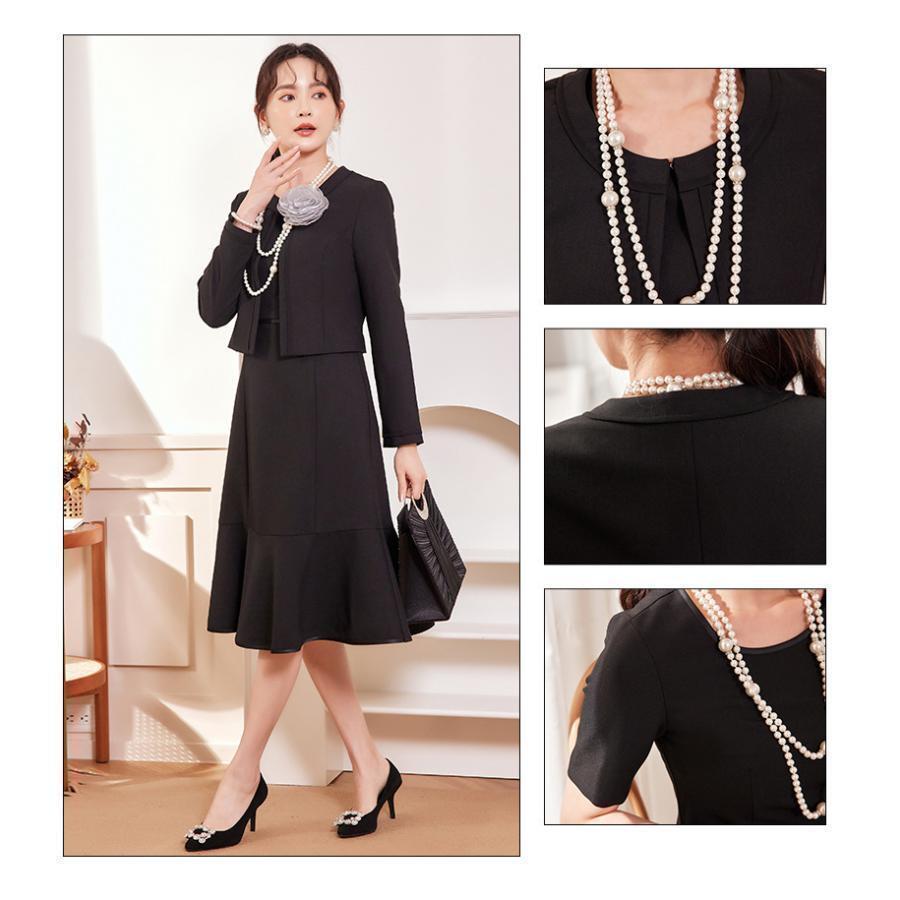 喪服 レディース スーツ 母親 2点セット ワンピース レディース 母 スーツレディース フォーマル 喪服 礼服 葬儀 法事 ブラックフォーマル 通夜