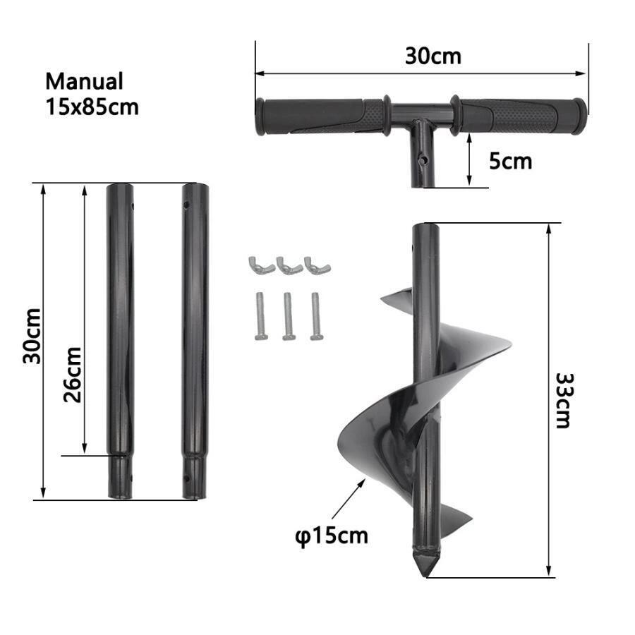 穴掘りドリル 手動式アースドリル 長柄 携帯 穴掘り機 手動 園芸 芝生 ロング 掘削 支柱用 オーガ 穴 ..