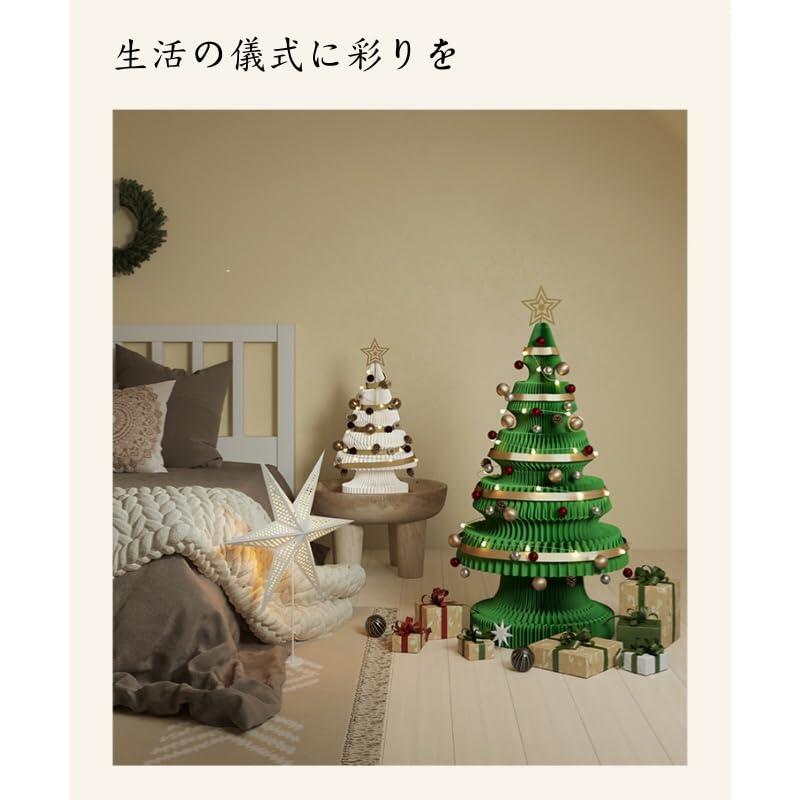 折りたたみ式ホワイトクリスマスツリー アクセサリー付き 折りたたみ式ホリデー 室内装飾クリスマスツリー北欧風