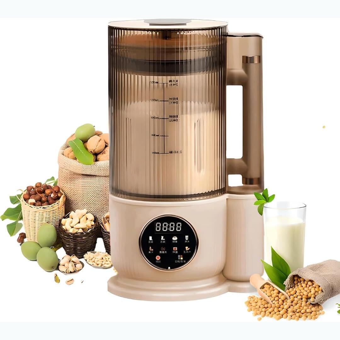 豆乳メーカー 1.5Lの壁破壊機 12枚のブレードと防音カバー付き 24時間タイマーと保温 くっつき防止セラ..