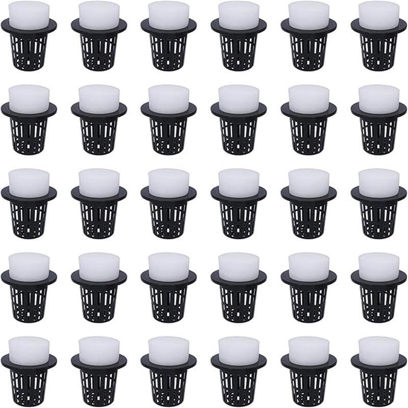 【30個セット】水耕栽培鉢 定植かご プラスチックメッシュポット スポンジ付き水培養 有機栽培 植物栽培 野菜栽培 園芸 庭 ガーデンニング 定植育苗かご 水分保持 便利 実用的 花畑 家庭菜園 室内植物栽培 初心者 お子様 プレゼント ギフト 贈り物 送料無料