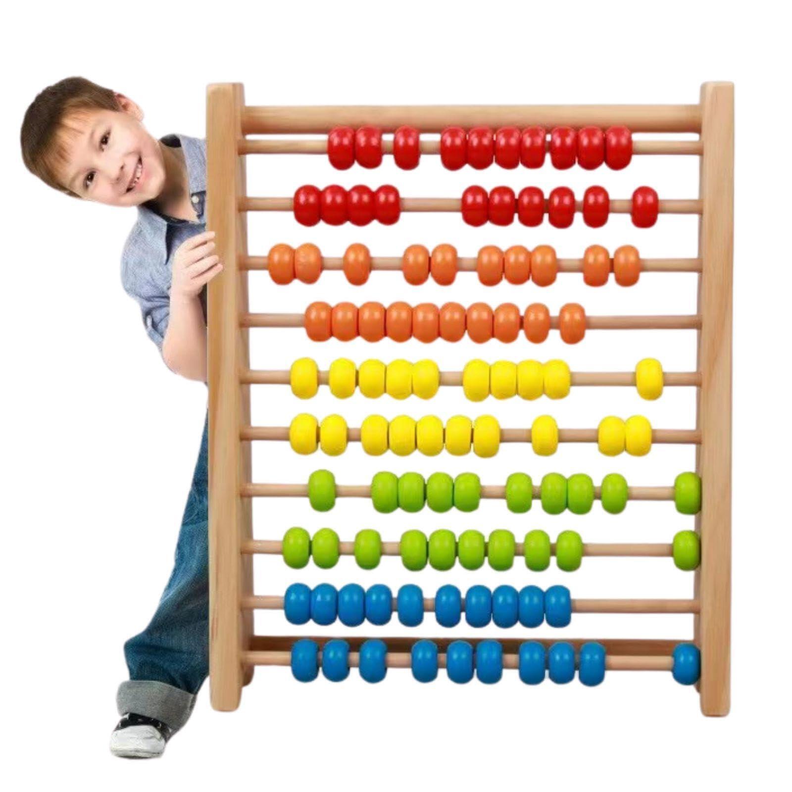 そろばん 玉そろばん 木製そろばん レインボーアバカス 珠算 100数字おもちゃ 知育玩具計算ツール キッズ用品 小学生 初心者 子供 算盤 脳トレ 能力開発 算数 学習 暗算 塾 自宅 練習用 学校 ソロバン