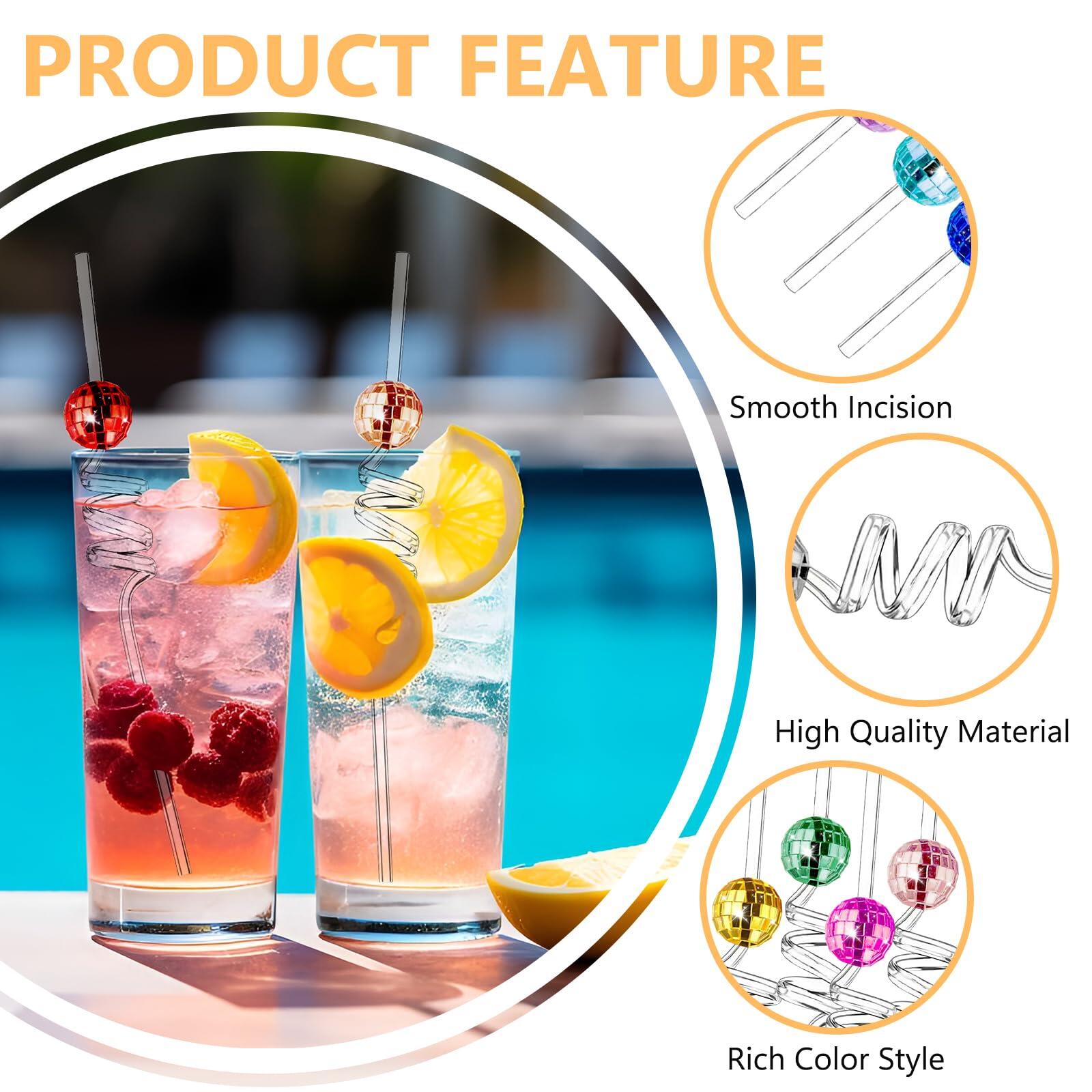 【20本】ミラーディスコボールストロー 70年代ミラーディスコパーティーデコレーション 再利用可能 プラスチックストロー 誕生日 カクテル ダンス ホリデー ウェディング用品 ピクニック バー ナイトクラブ ソーダ 飲み物 プレゼント ギフト 贈り物 送料無料