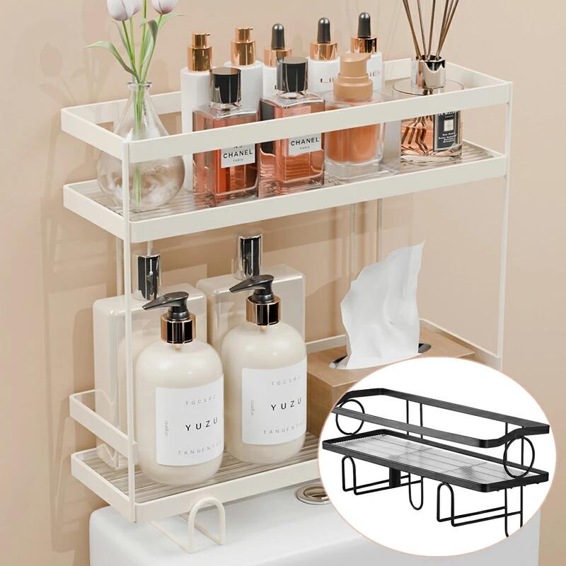 Rakuten - ステンレス水切りラック トイレ収納ラック 上の収納 1段 2段 置くタイプ ステンレスシャワーラック トイレットペーパー収納 隙間収納 スリム 薄型 バスラック そのまま取付けられる シャンプーラック ディスペンサー おもちゃ入れ 収納バスケット