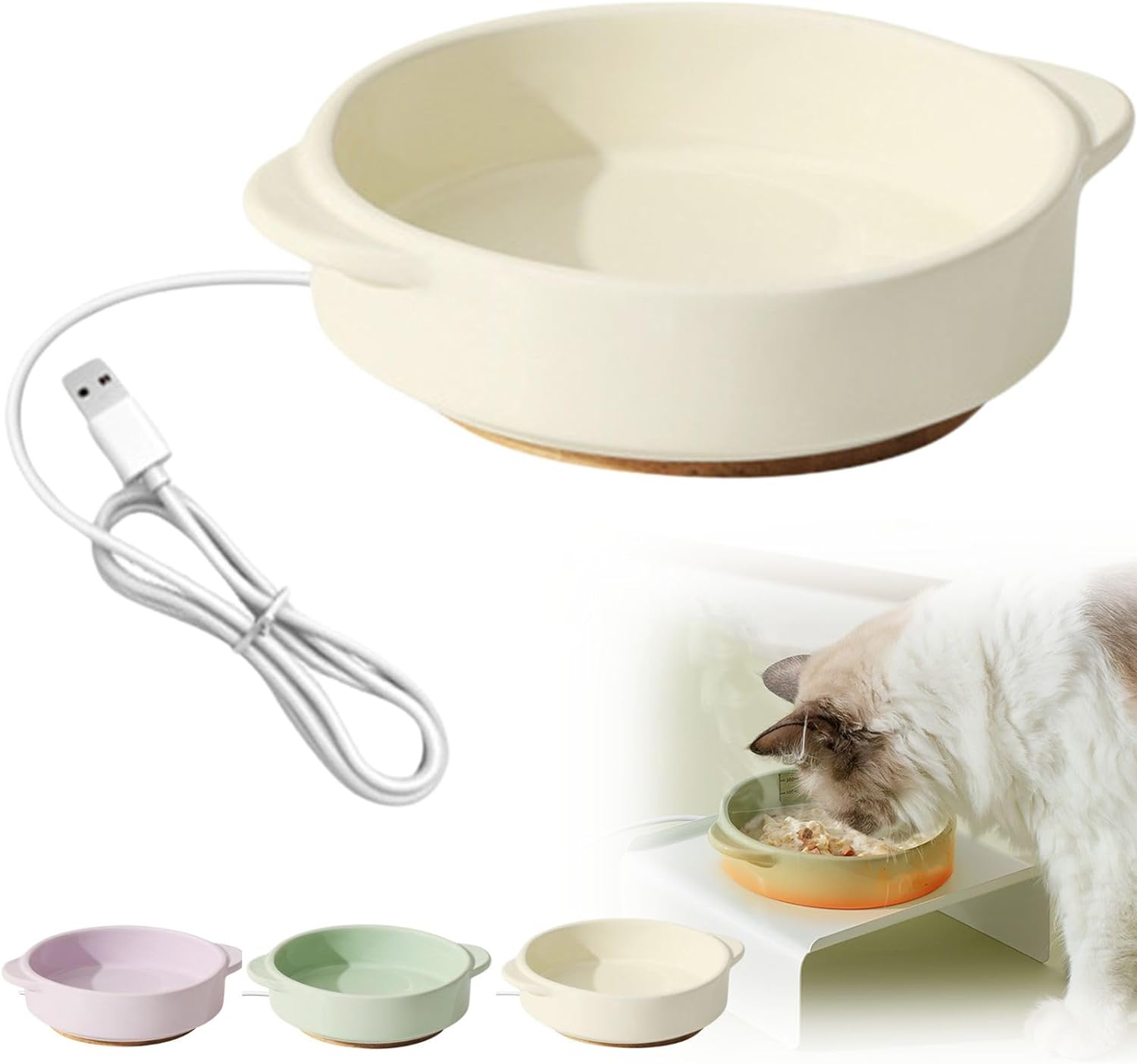 犬 猫 給水器 加熱ペットボウル ペット食器 セラミックス 加熱