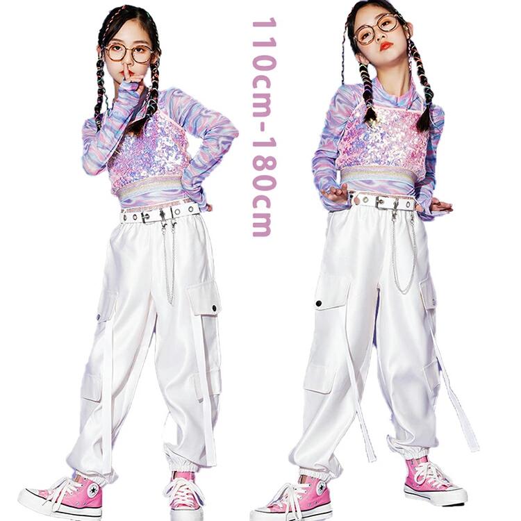 Rakuten - k-pop ダンス衣装 キッズ セットアップ 女の子 スパンコール トップス タイダイ染 子供服 ヒップホップ カーゴパンツ 原宿系 レッスン ダンスウェア hiphop 発表会 110 120 130 140 150 160 170 180cm