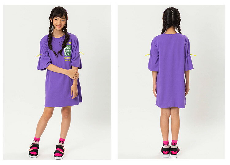 ALGY アルジー f.o.kids エフオーキッズ ワンピース tシャツ 半袖 XS S 130 140 150 キッズ ブラック パープル サックス ブルー 子供服 小学生 女児 女の子 ガールズ オシャレ おしゃれ かわいい キュート お出かけ 中学生 小中学生 小学校 お買い物 デート G217050 3220016