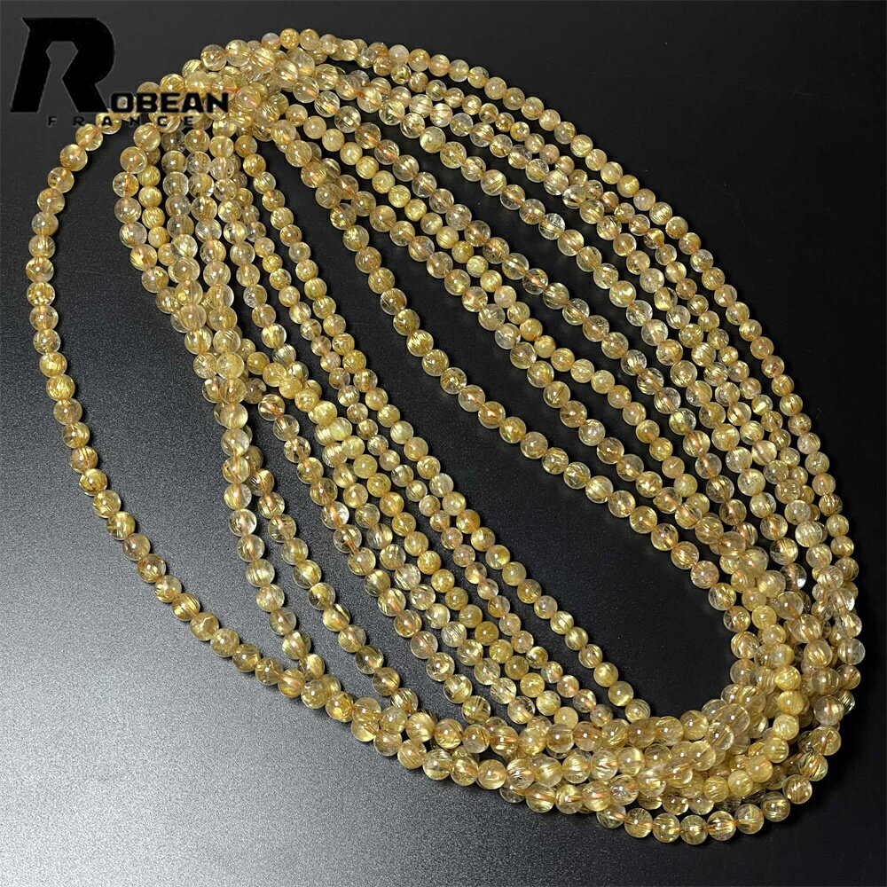 綺麗 EU製 ★ROBEAN・タイチンルチル★黄金針水晶 ゴールド 金運 開運 3本巻き ブレスレット パワーストーン 天然石 アクセサリー ルチルクォーツ 原...