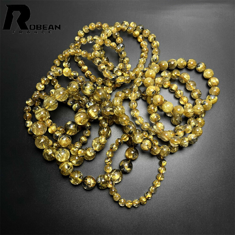 レア EU製★ROBEAN・太陽花タイチンルチル★黄金針水晶 金運 開運 ゴールド ブレスレット パワーストーン アクセサリー 幸運 開運 浄化 原石 貴重 高...