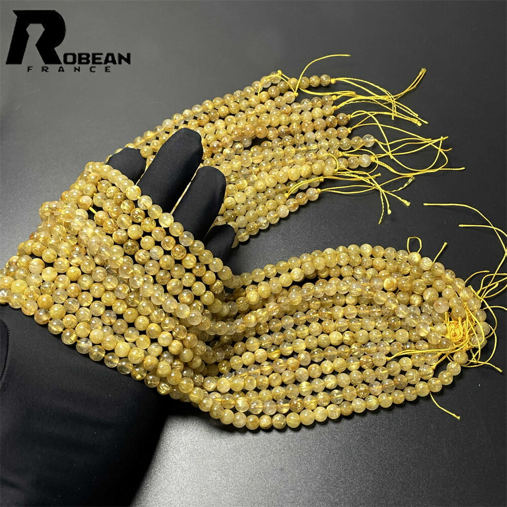 夢色 EU製 ★ROBEAN・黄金タイチンルチル★黄金針水晶 ゴールド 金運 開運 パワーストーン 1連 アクセサリー ルチルクォーツ 原石 貴重 高級 上品 ...