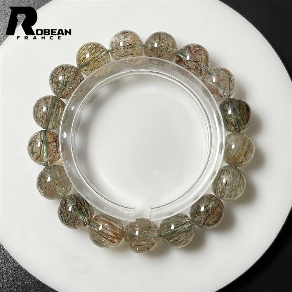高級 EU製 ★ROBEAN・グリーントルマリンルチルクォーツ★ブレスレット パワーストーン アクセサリー 天然石 開運 綺麗 ギフト プレゼント メンズ レデ...