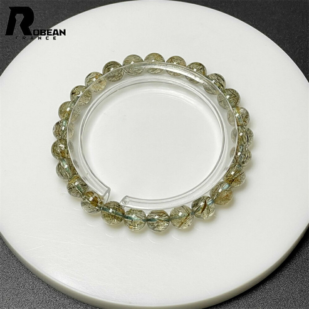 レア EU製 ★ROBEAN・グリーントルマリンルチルクォーツ★ブレスレット パワーストーン アクセサリー 天然石 きれいめ 開運 綺麗 ギフト プレゼント メ...
