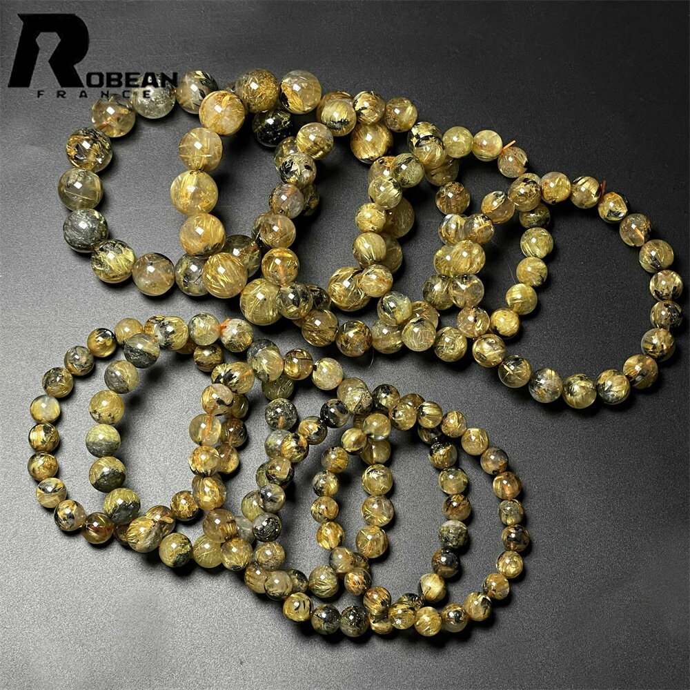 逸品 EU製 ★ROBEAN・太陽花タイチンルチル★黄金針水晶 金運 開運 ゴールド ブレスレット パワーストーン ルチルクォーツ アクセサリー 天然石 原石 ...
