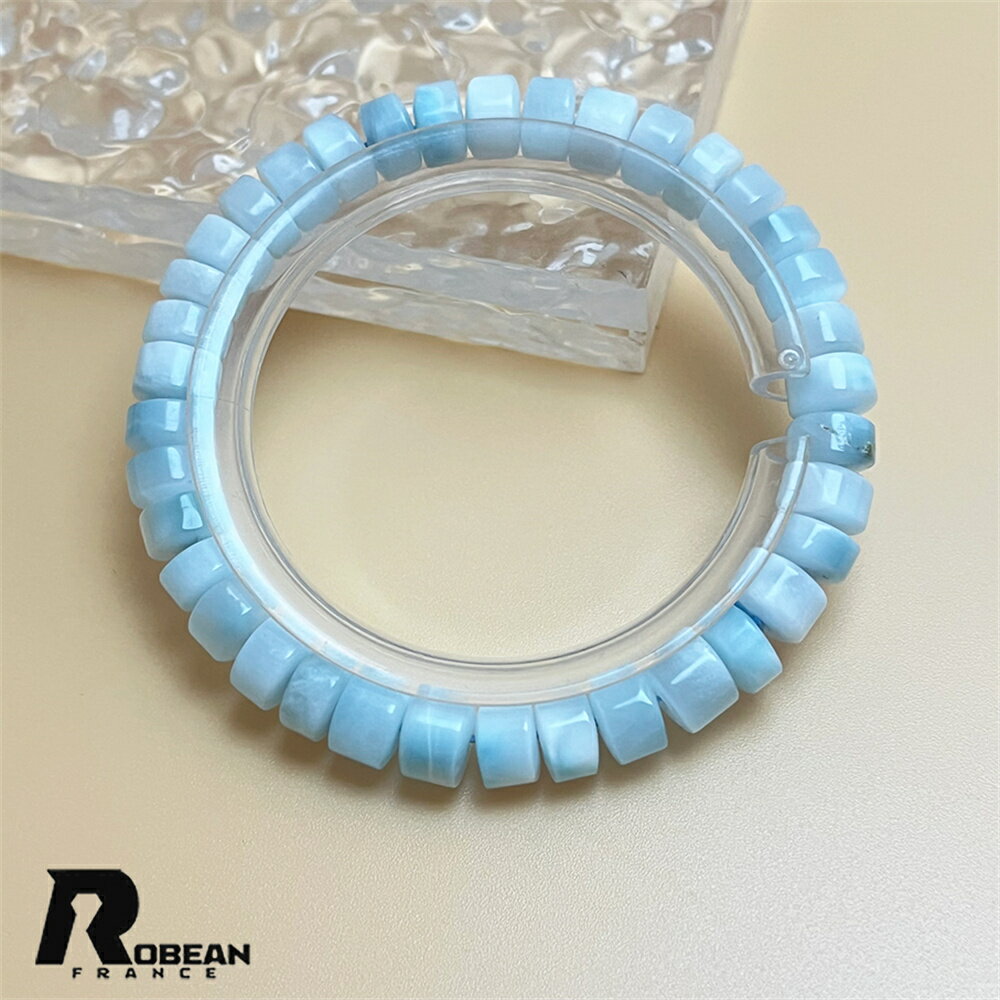 高級 EU製★ROBEAN・ドミニカ共和国産のラリマー★パワーストーン ボタンブレス 天然石 開運 金運 綺麗 ..