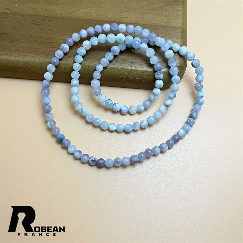 高級 EU製★ROBEAN・ドミニカ共和国産のパープルラリマー★3本巻きブレス パワーストーン 天然石 開運 金運 プレゼント ギフト 5-5.6mm K093...