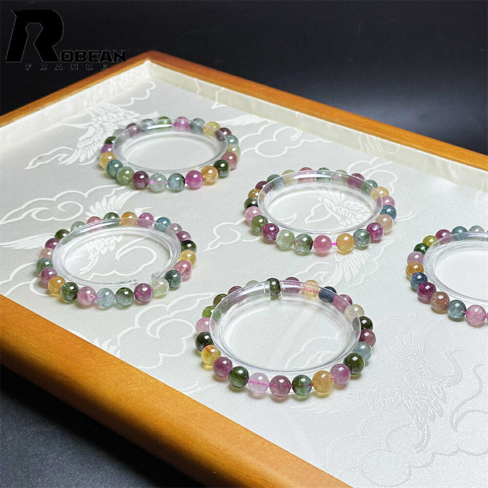 上品 EU製 ★ROBEAN・ミックスカラートルマリン★ブレスレット パワーストーン 天然石 綺麗 アクセサリー 幸運 開運 浄化 原石 貴重 高級 上品 綺麗...