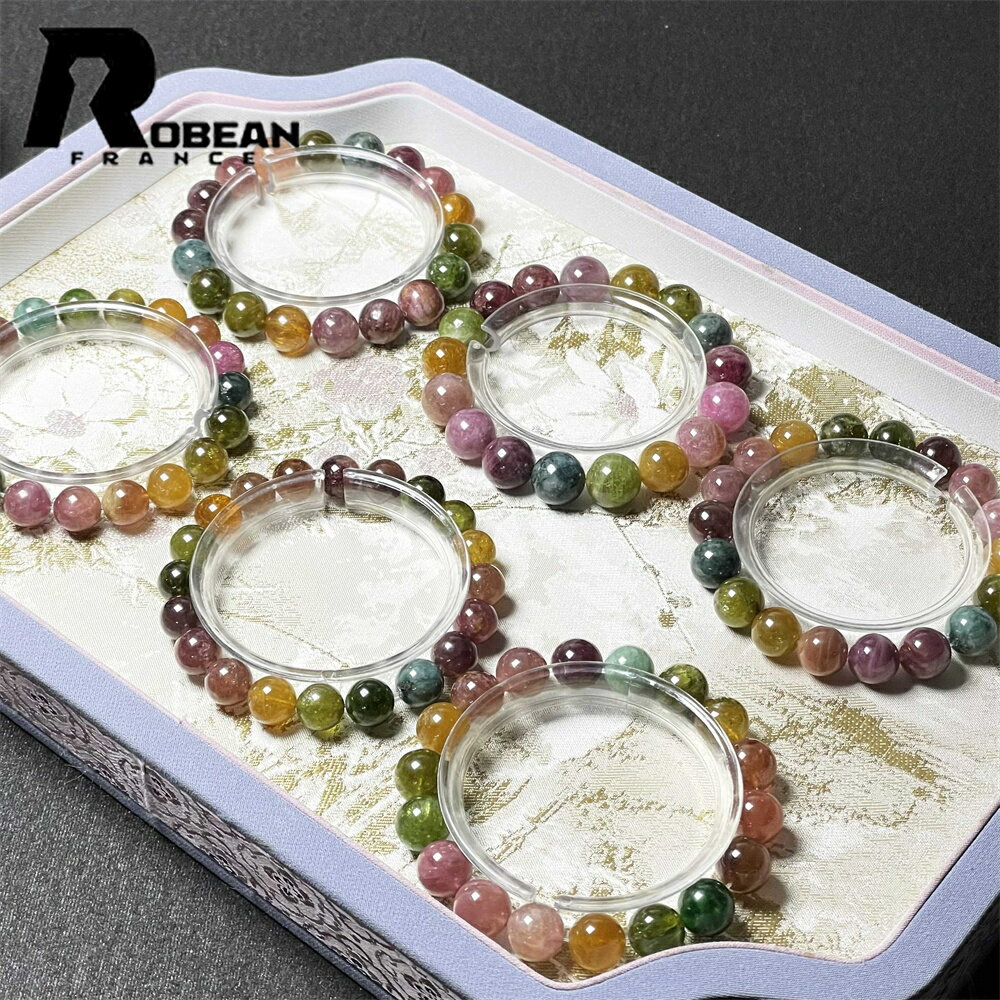 綺麗 EU製 ★ROBEAN・ミックスカラートルマリン★ブレスレット パワーストーン 天然石 綺麗 アクセサリー 幸運 開運 浄化 原石 貴重 高級 上品 綺麗...