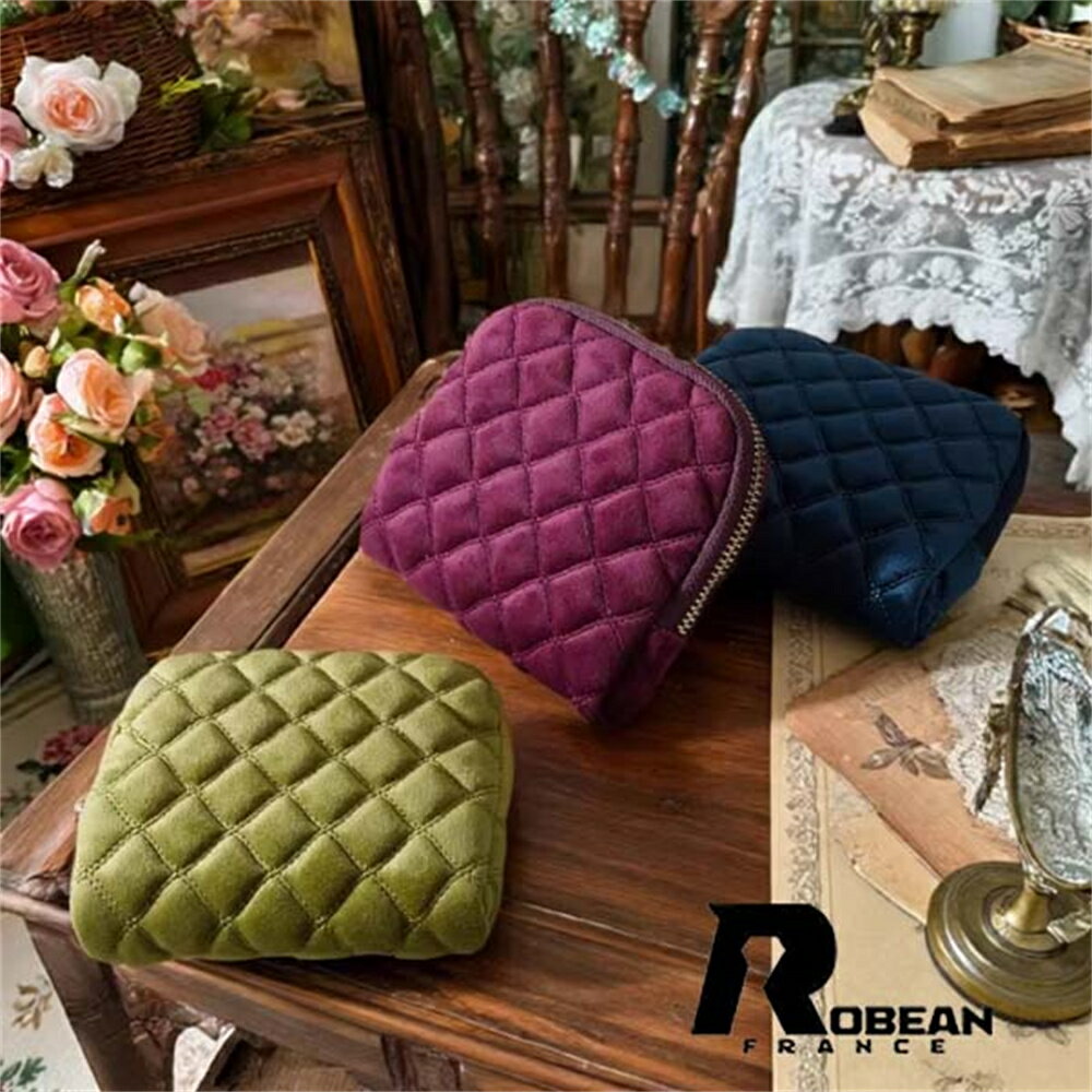 【おしゃれジュエリーポーチ＆クリスタルボックス】★ROBEAN★ダブルユース収納ケース｜菱格ベルベット素材 ラウンドジッパー付き タッセルデザイン｜リング ネックレス ピアス ブレスレット対応ファッション＆小物収納ケース ギフトにも最適