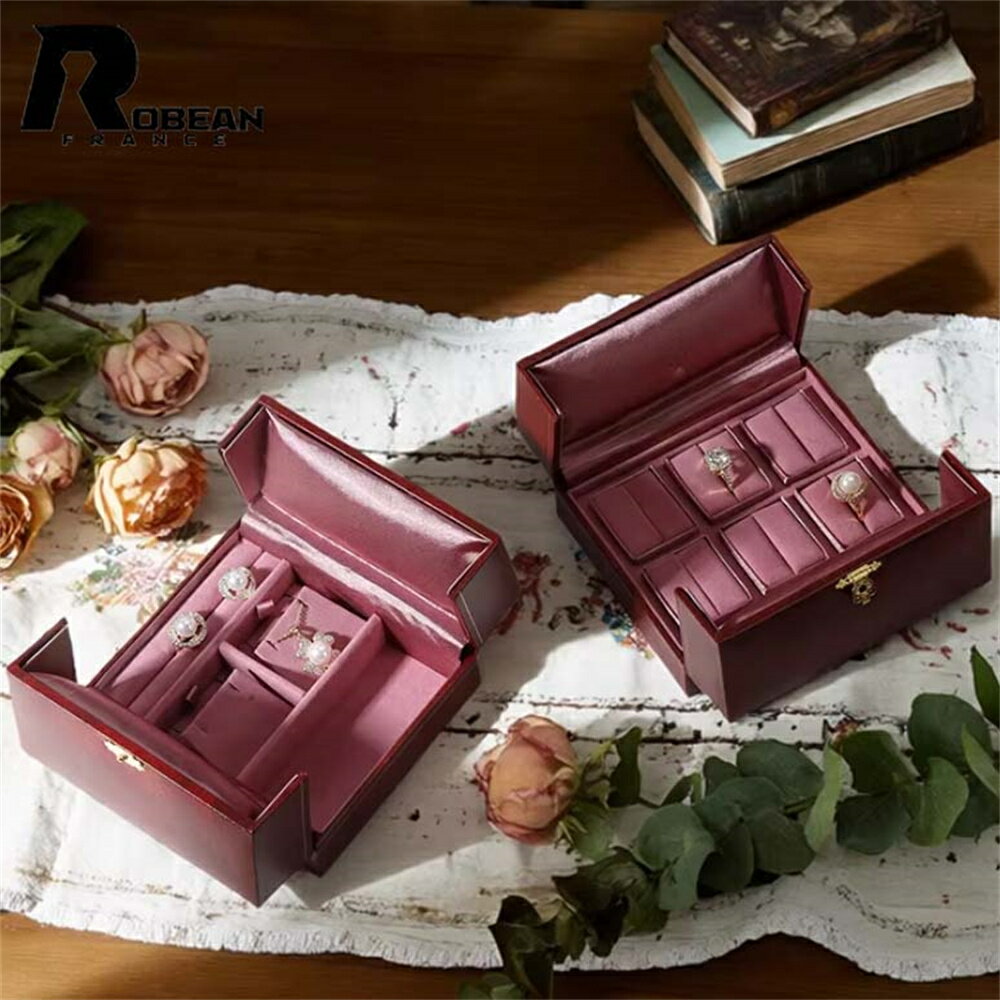 Rakuten - 【レトロ欧風ジュエリーボックス】★ROBEAN★高級感あふれる精緻デザイン｜ダブルオープンドアリングボックス ネックレス・ピアス・イヤリング対応｜撮影用 ジュエリー収納ケース｜上品でおしゃれ ギフト プレゼント用｜誕生日 記念日 プロポーズ用