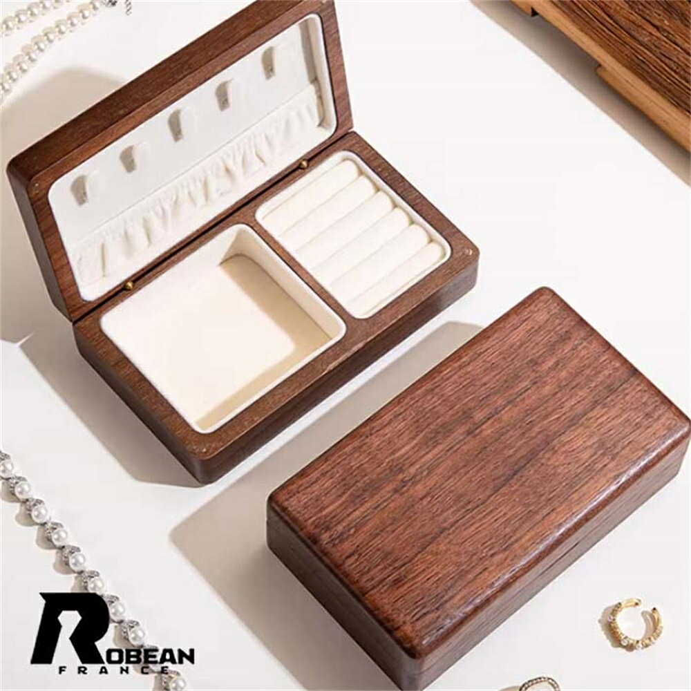【天然木】★ROBEAN★高級感あふれるアクセサリー収納ケース｜リング ネックレス ピアス イヤリング ブレスレット対応｜軽ラグジュアリー 上品デザイン｜結婚祝い 記念日 ギフト プレゼント用｜大容量 整理整頓 ドレッサー 卓上 レディース収納箱