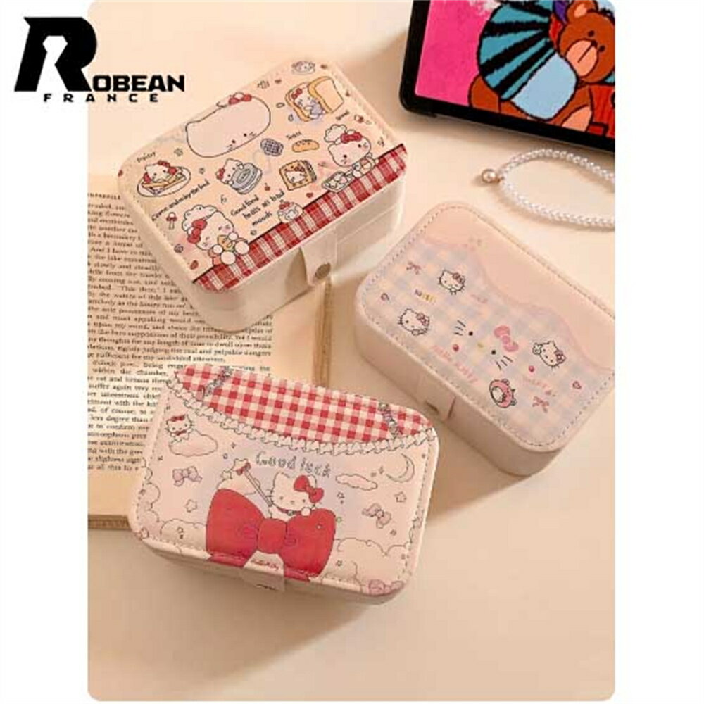 【かわいい猫モチーフ 】★ROBEAN★ 大容量アクセサリー収納ケース レディース用 ピアス イヤリング ネックレス リング ブレスレット ジュエリーケース 旅行用 トラベルおしゃれ 猫デザイン 首飾り収納 指輪収納 可愛い小物入れ プレゼント ギフト 新作アクセサリーケース