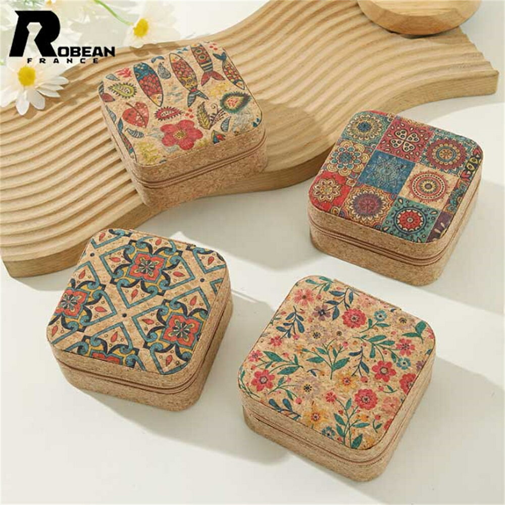 Rakuten - 【高級ソフトコルク素材 】★ROBEAN★ ジュエリーボックス アクセサリー収納ケース レディース用 ピアス イヤリング リング ネックレス 小物収納 携帯便利 ミニトラベルジュエリーケース コンパクト おしゃれ 自宅収納 プレゼント ギフト エコ素材で優しい手触り