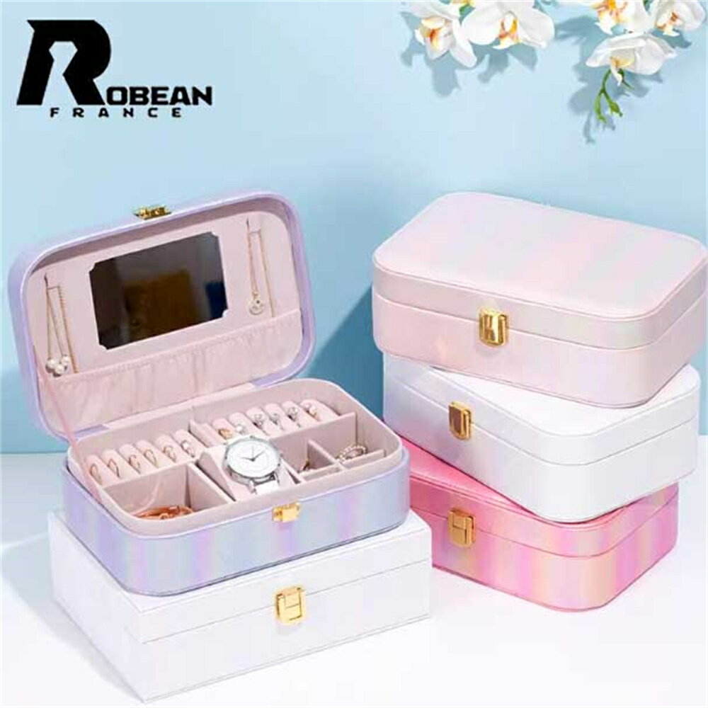 Rakuten - 【欧風】★ROBEAN★大容量アクセサリー収納ケース レディース多機能ジュエリーケース ピアス・イヤリング・リング・ネックレス収納 おしゃれ姫系デザイン 卓上アクセサリー収納ボックス 人気インフルエンサー風ジュエリーケース