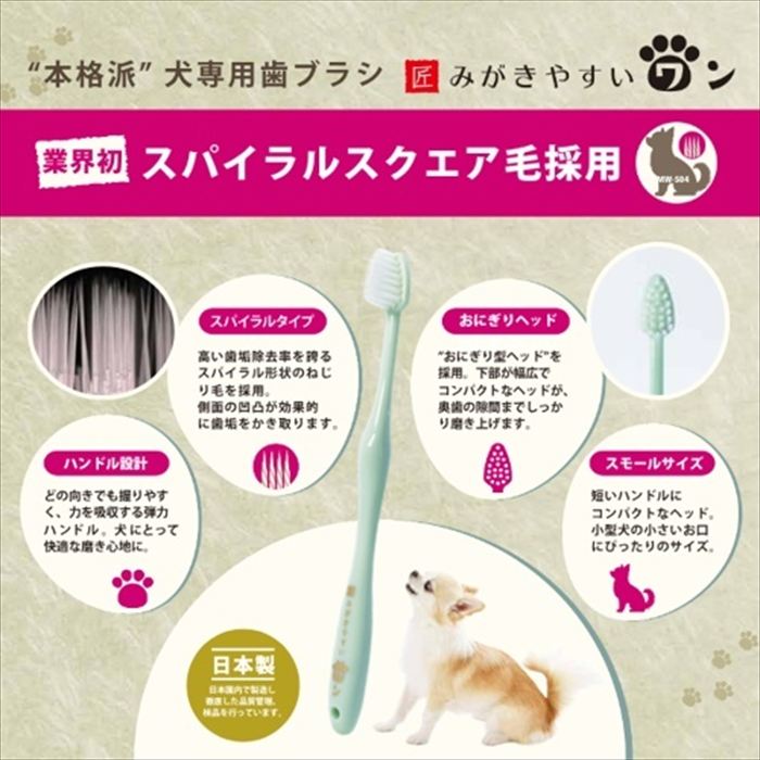 ROBERT2号店のCHIKUWA みがきやすいワン スパイラルスクエア毛 ミディアム 犬専用歯ブラシ｜アングル2