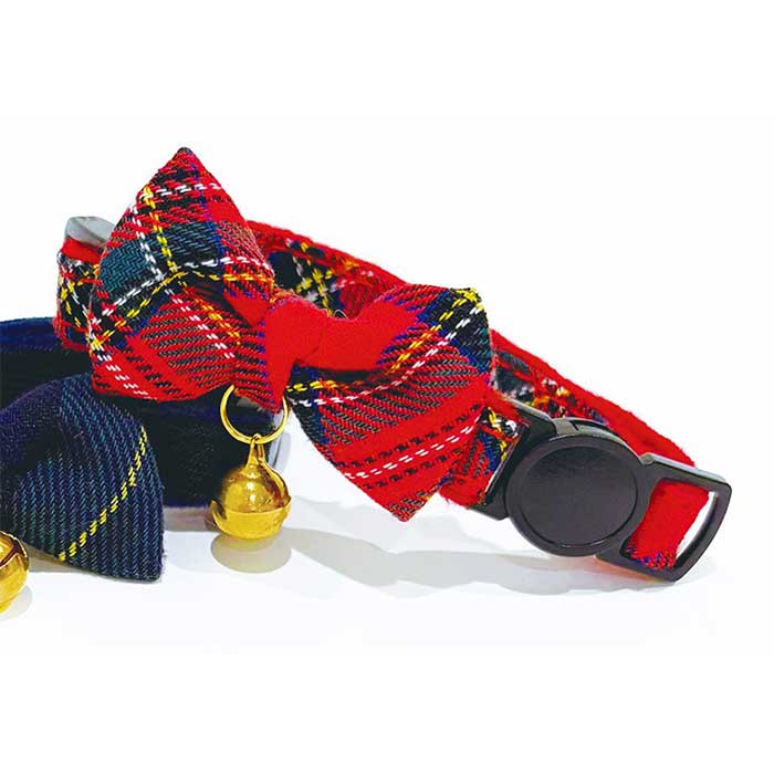 【最大2000円OFFクーポン配布中】 フェリーク キャットカラー タータンリボン レッド 猫用首輪 【メール便可】