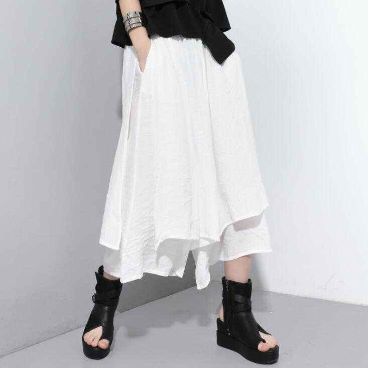 ゆるひらスラブパンツ ワイドパンツ レディース サルエルパンツ ボトムス スカンツ ロング丈 9分丈 袴パンツ 変形 ユニセックス ダンスパンツ モード系 ロングスカート イージーパンツ サルエル ガウチョ ゆったり 春