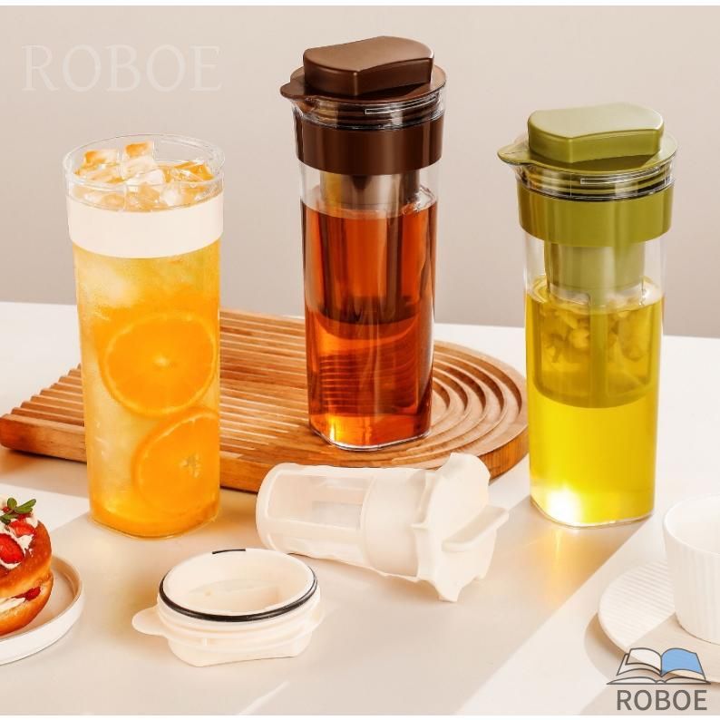 Rakuten - 麦茶ポット ピッチャー 1.1L フィルター付き 漏れない 冷水筒 キッチン用品 食品保存 台所用品 冷水筒 浄水ポット 横置き 縦置き 耐熱