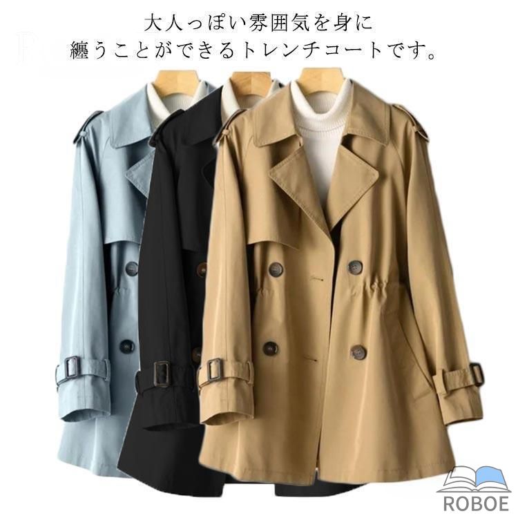 樂天商城 - トレンチコート 大きいサイズ コート 秋 冬 レディース ショート丈 シャーリング 3XL ライトアウター ビジネス 春アウター スプリングコ