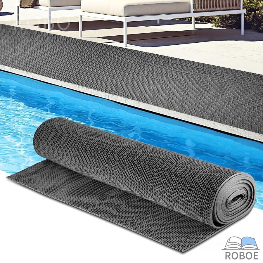 Rakuten - 滑り止めマット 業務用PVCマット 90cm*300cm 厚さ5mm グレー 転倒防止 排水用 カット可能 お手入れが簡単 丈夫で耐久性に優れ 屋外/屋内