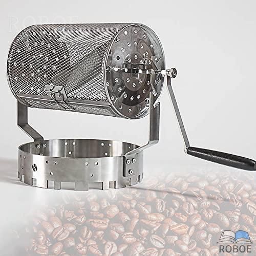 樂天商城 - 豆焙煎機 豆のベーキングメーカー エスプレッソ焙煎機 ステンレス鋼製コーヒーロースター 家庭用コーヒーベーキング用ハンドル付きコー