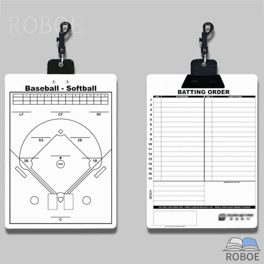 作戦盤戦術ボード 野球コーチクリップボード、両面ラインナップコーチホワイトボード、強力なダグアウトクリップとドライイレースマーカ