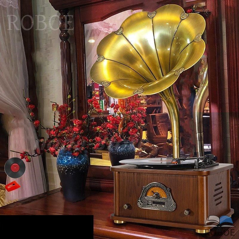 Rakuten - 貴族高級軽い贅沢品 レトロな最高コレクション 蓄音機 SP盤 33、45、78回転対応 レコード　針付き 木製 家具 音響